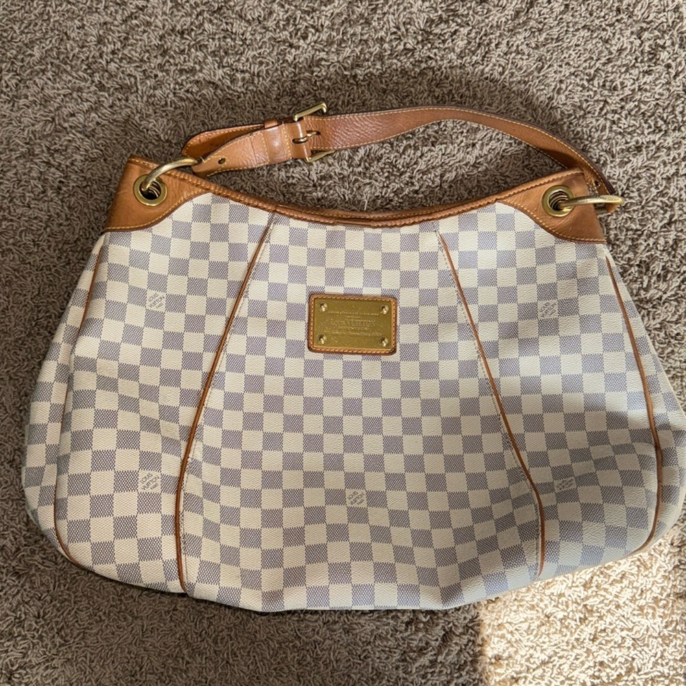 Louis Vuitton Damier Azur Shoulder Bag with Natural Vachetta Trim